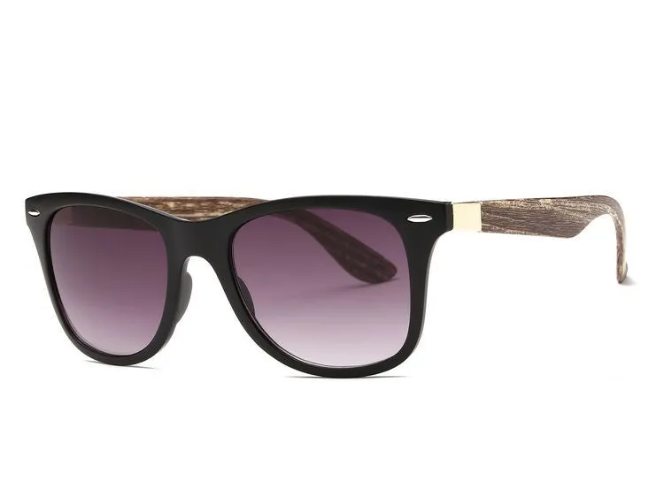 AEVOGUE Men's Sunglasses Aritificial Wood Grain Temple Brand Design Summer Style Unisex Sun Glasses Vintage