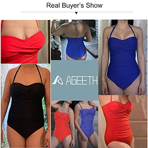 Ageeth Tankini Swimsuits for Women High Neck Back Cross Tankini Tops Swimwear Loose Fitting Keyhole Neckline Bathing Suit Purple Floral M