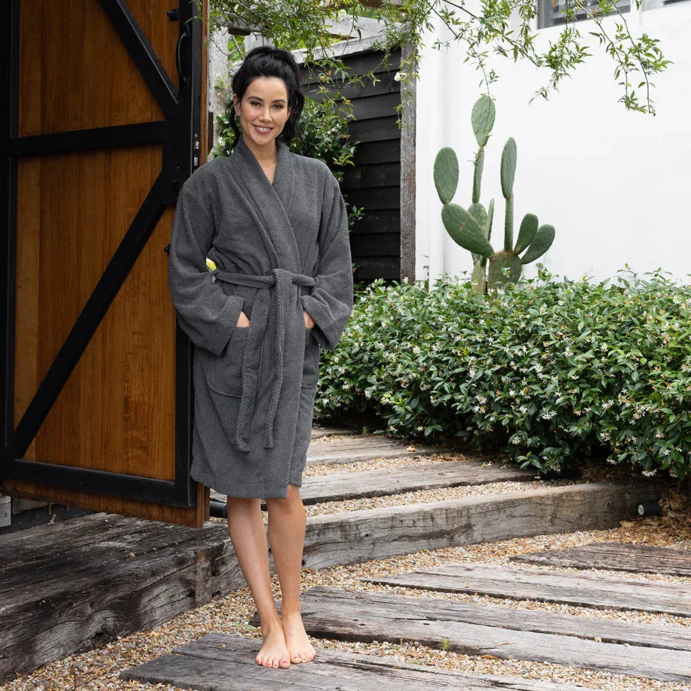Angove CHARCOAL Cotton Bath Robe by Bambury