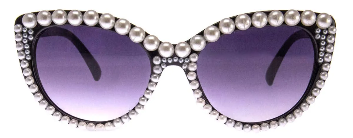 AUNT PEARL - SUNGLASSES: BLACK w/PEARLS