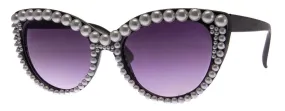 AUNT PEARL - SUNGLASSES: BLACK w/PEARLS