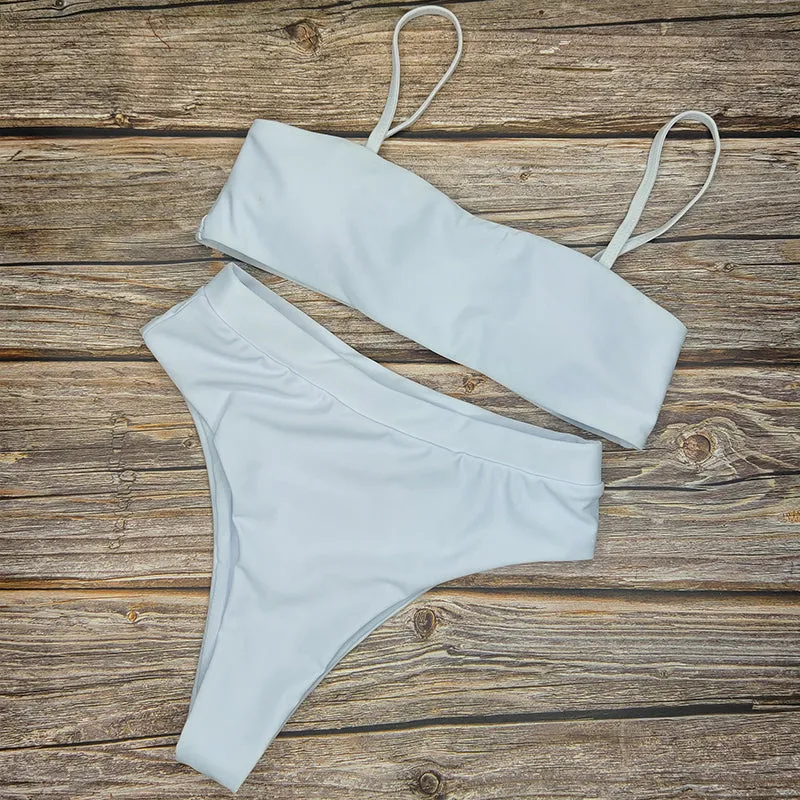Beach Plain High Rise Triangle Bikinis