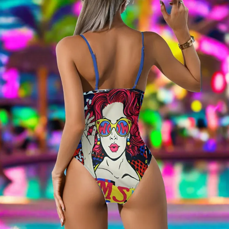 Blue Demon Monokini One-Piece Swimsuit in Size S, M, or L