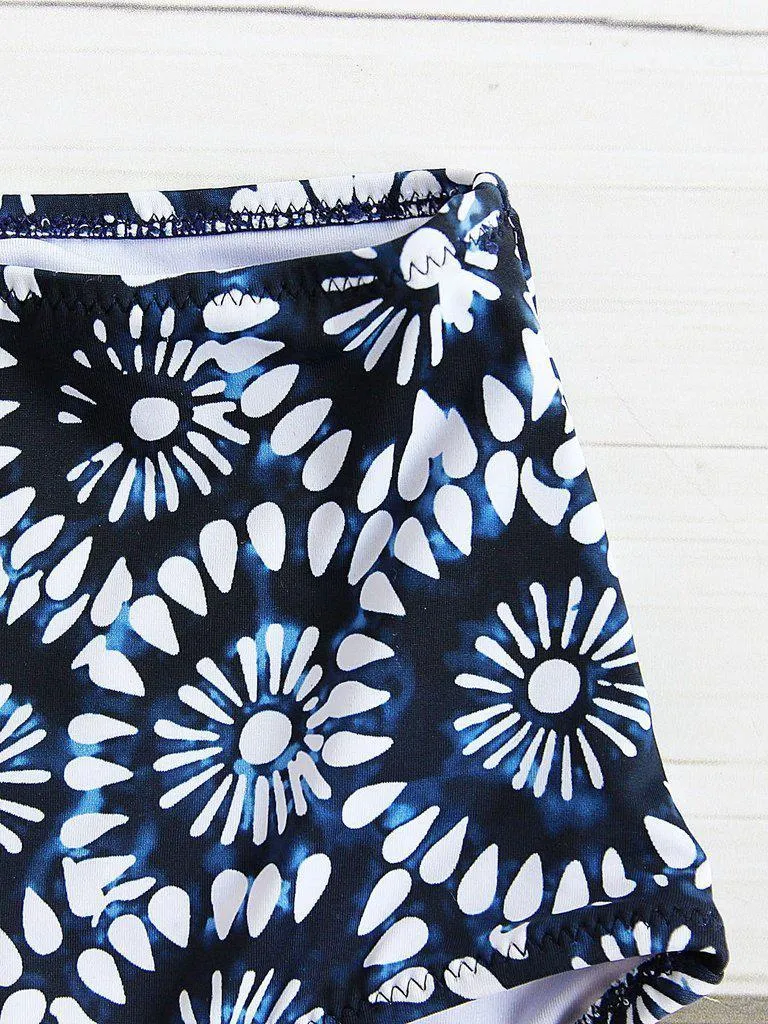 Calico Print Wrap High Waist Bikini Set