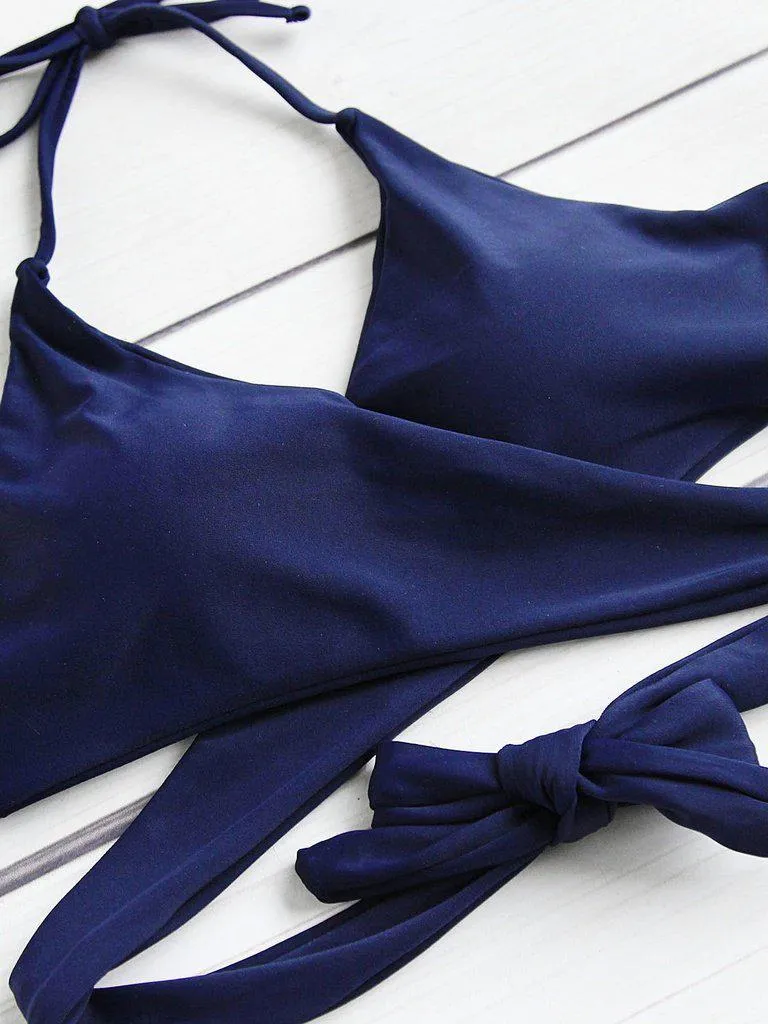 Calico Print Wrap High Waist Bikini Set