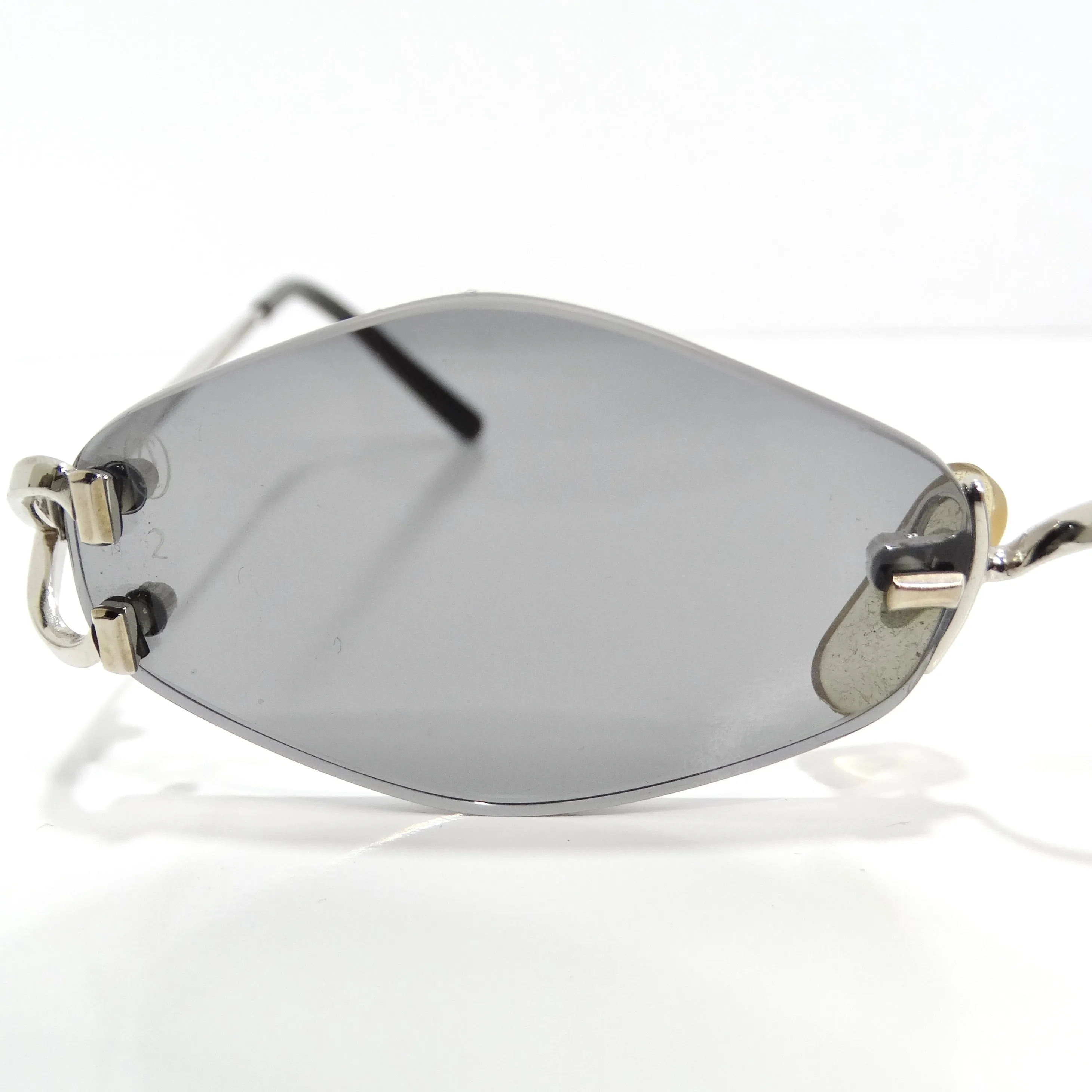 Cartier 1990s Silver Tone Rimless Sunglasses