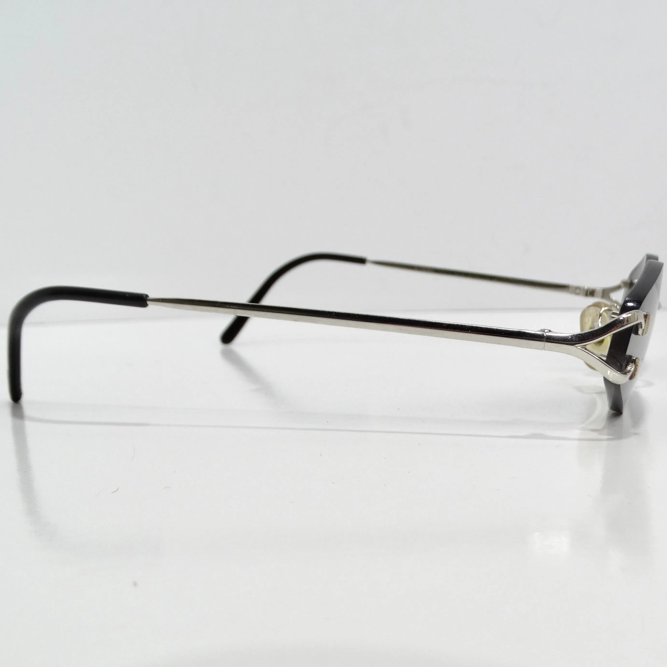 Cartier 1990s Silver Tone Rimless Sunglasses