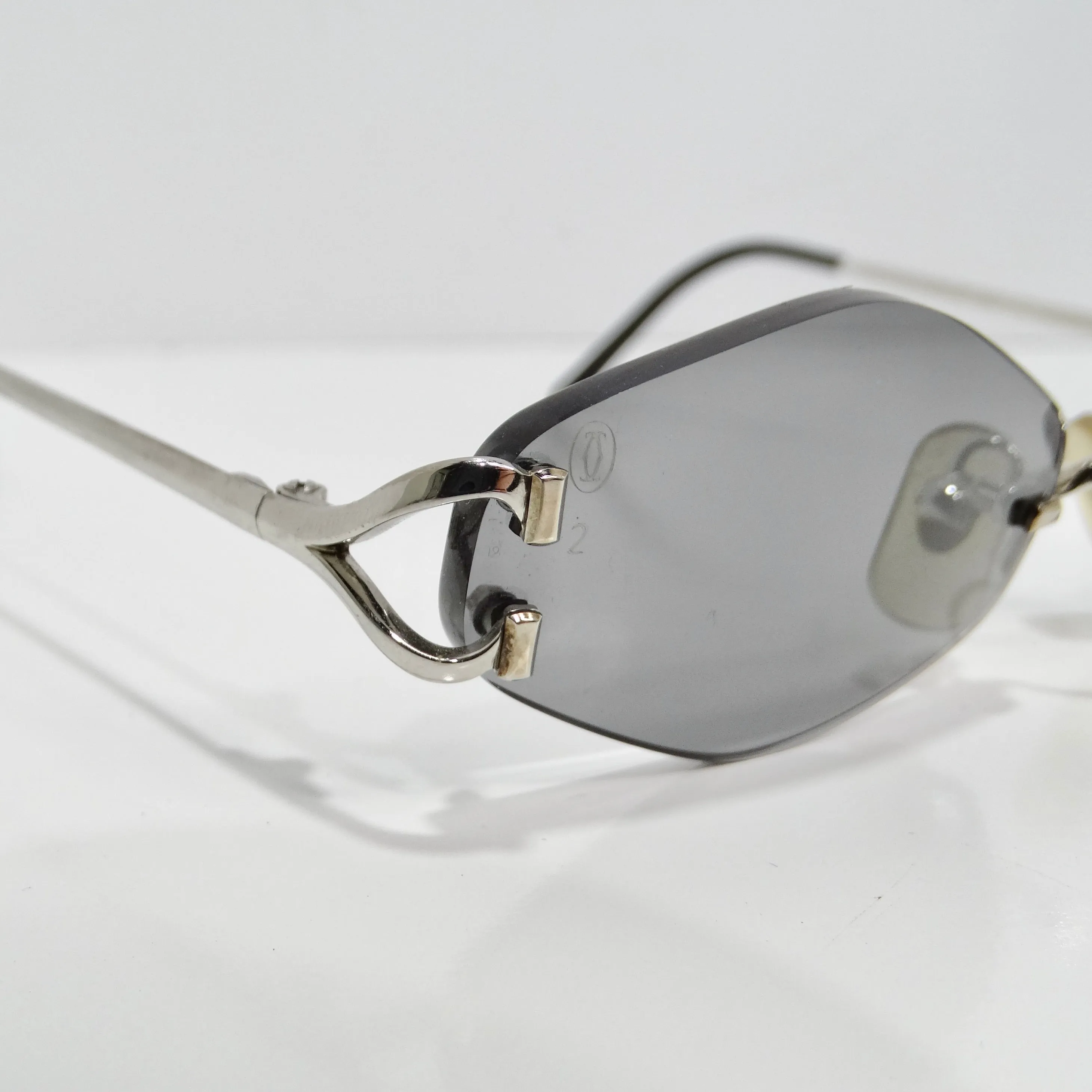 Cartier 1990s Silver Tone Rimless Sunglasses