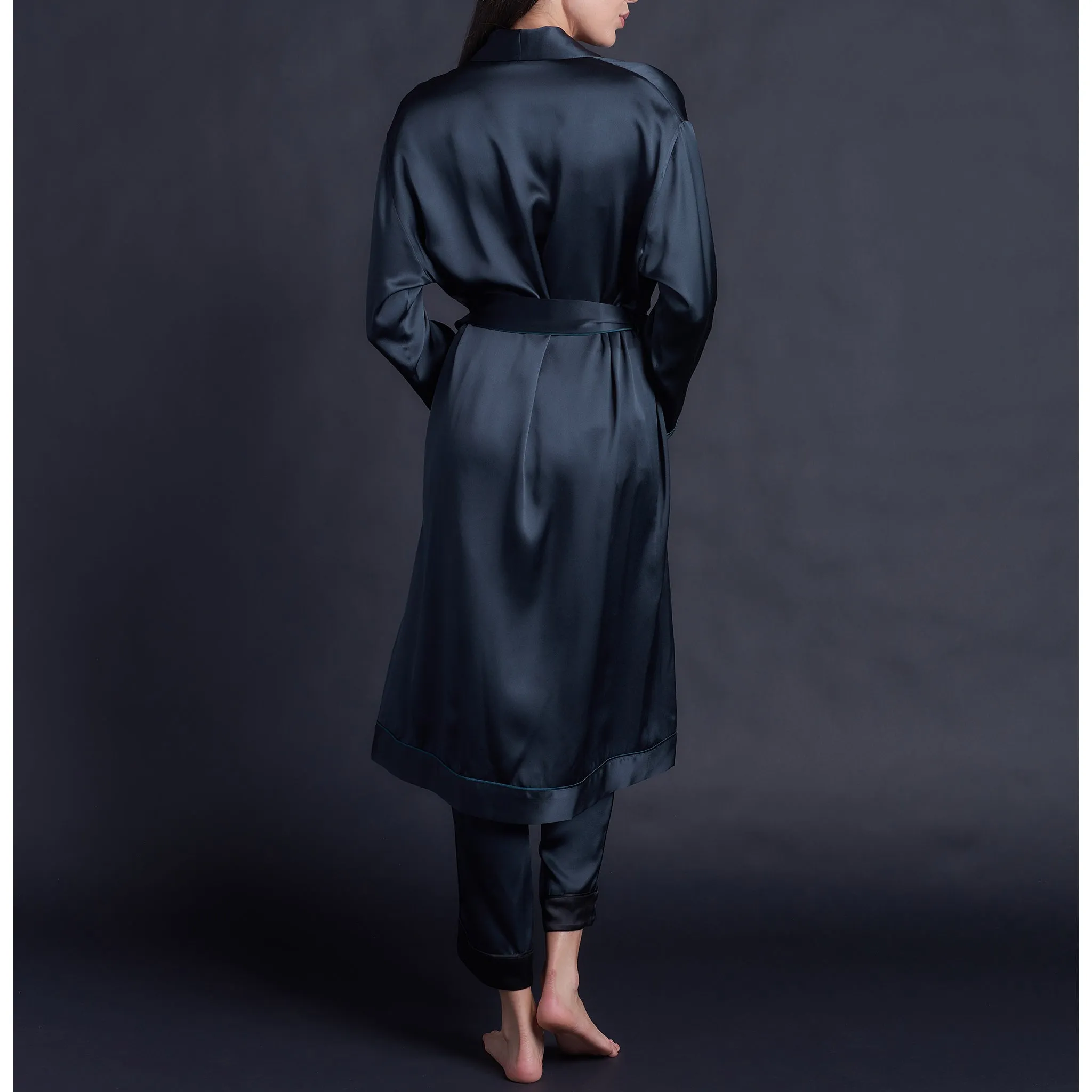 Claudette Robe in Sapphire Silk Charmeuse