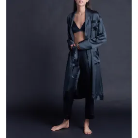 Claudette Robe in Sapphire Silk Charmeuse