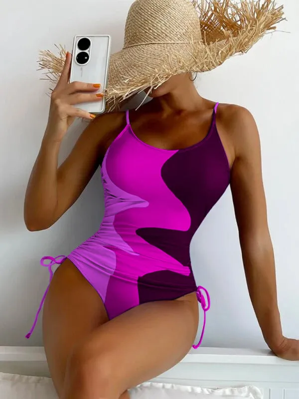 Drawstring One Piece Swimsuit