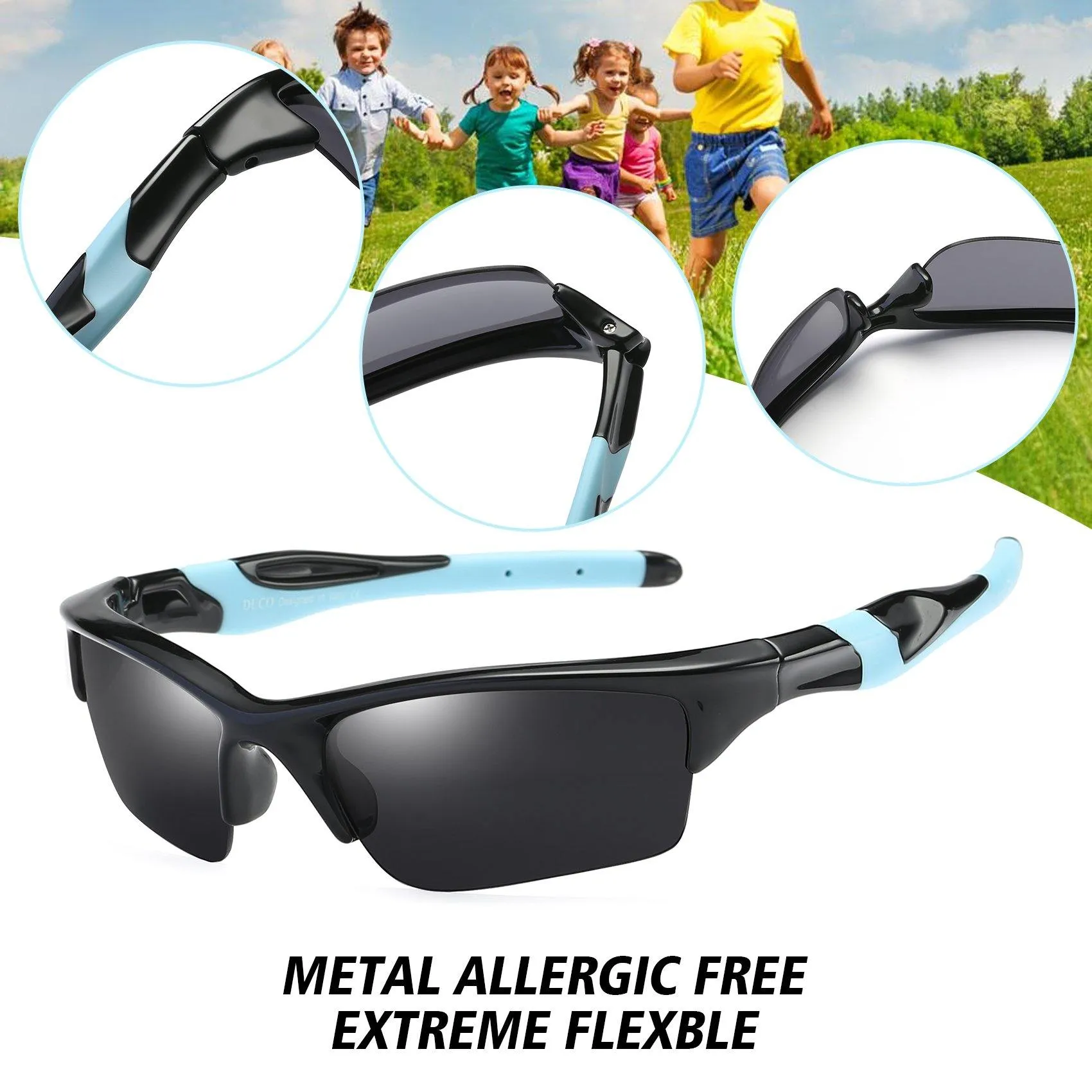 DUCO Polarized Kids Sunglasses UV400 for Boys Girls Baseball Sport K014