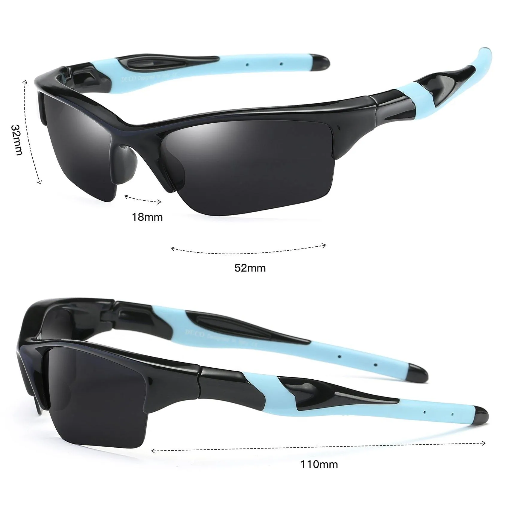 DUCO Polarized Kids Sunglasses UV400 for Boys Girls Baseball Sport K014