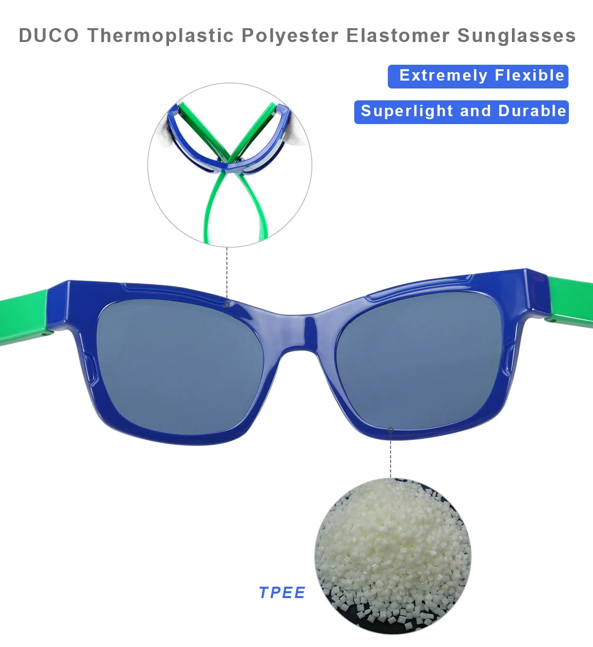 DUCO TPEE Superlight Kids Sport Polarized Sunglasses For Kids Boys Girls Rubber Flexible Frame Sunglasses