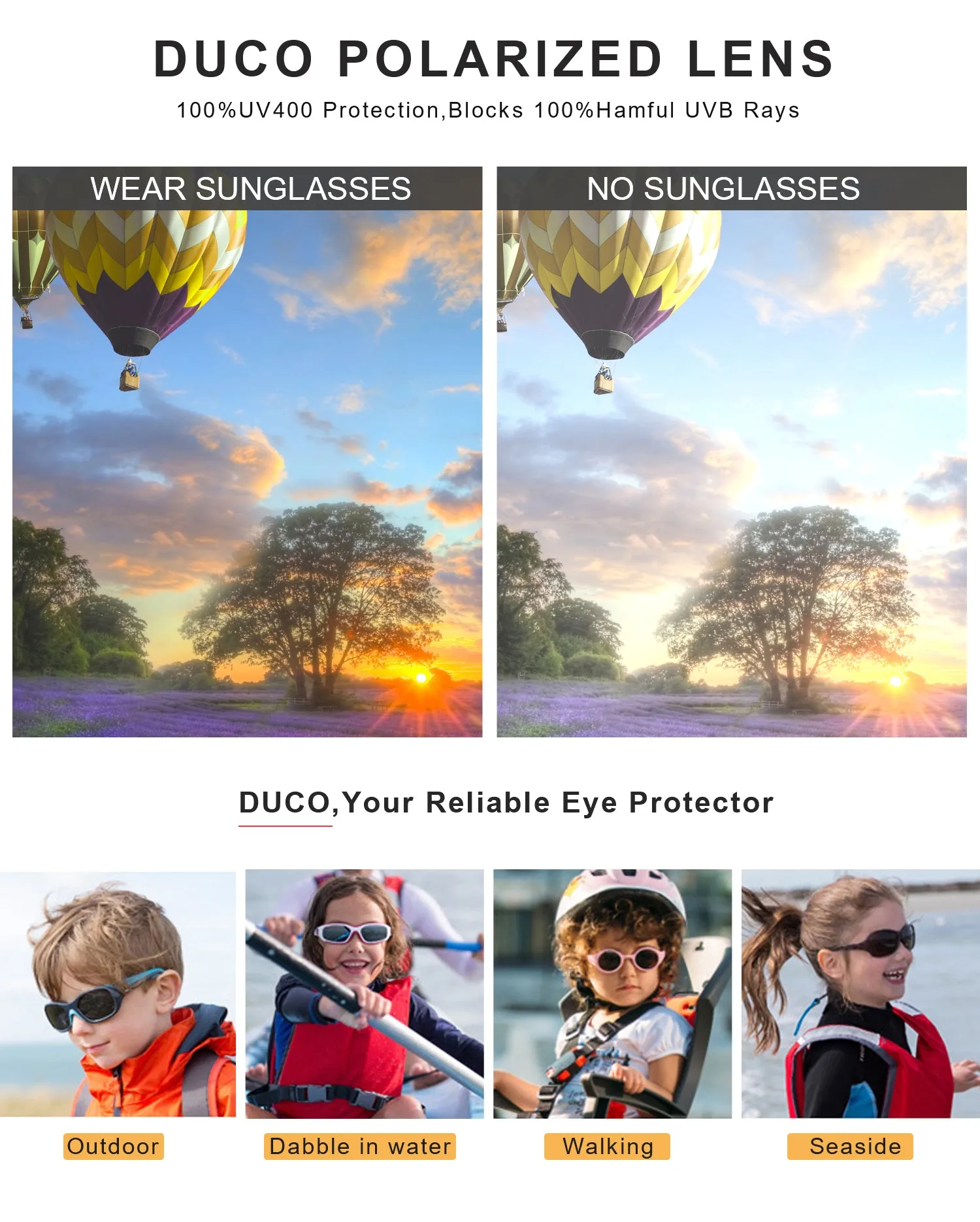 DUCO TPEE Superlight Kids Sport Polarized Sunglasses For Kids Boys Girls Rubber Flexible Frame Sunglasses