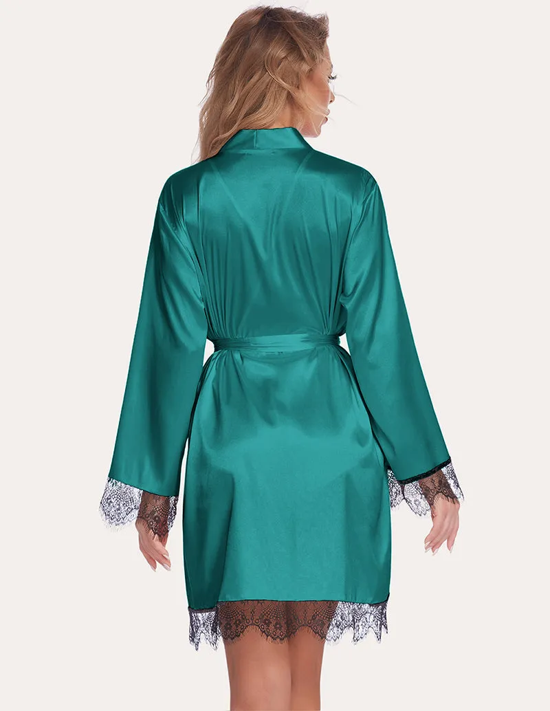 Ekouaer Lace Satin Robes Set (US Only)