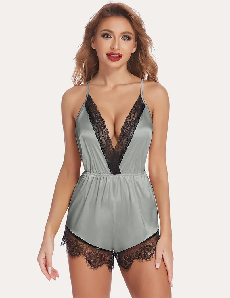 Ekouaer Lace Satin Robes Set (US Only)