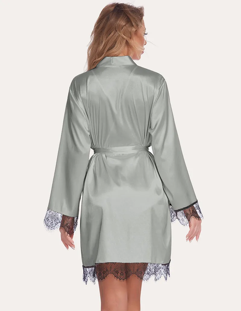 Ekouaer Lace Satin Robes Set (US Only)
