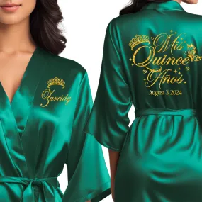 Emerald Green Mis Quince Años Robes, Pretty Quinceañera Robes, Robes for Mama de Quince | Quinceañera Gift
