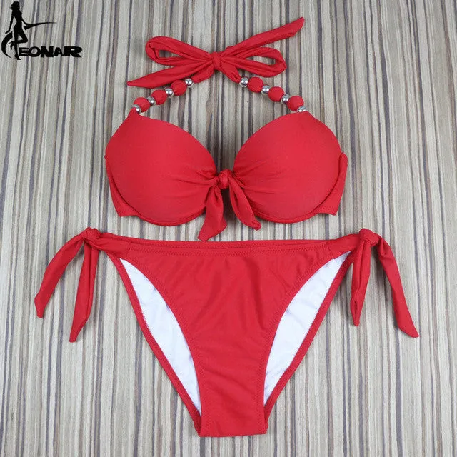 EONAR Floral Print Push Up Bikini Two Piece Set