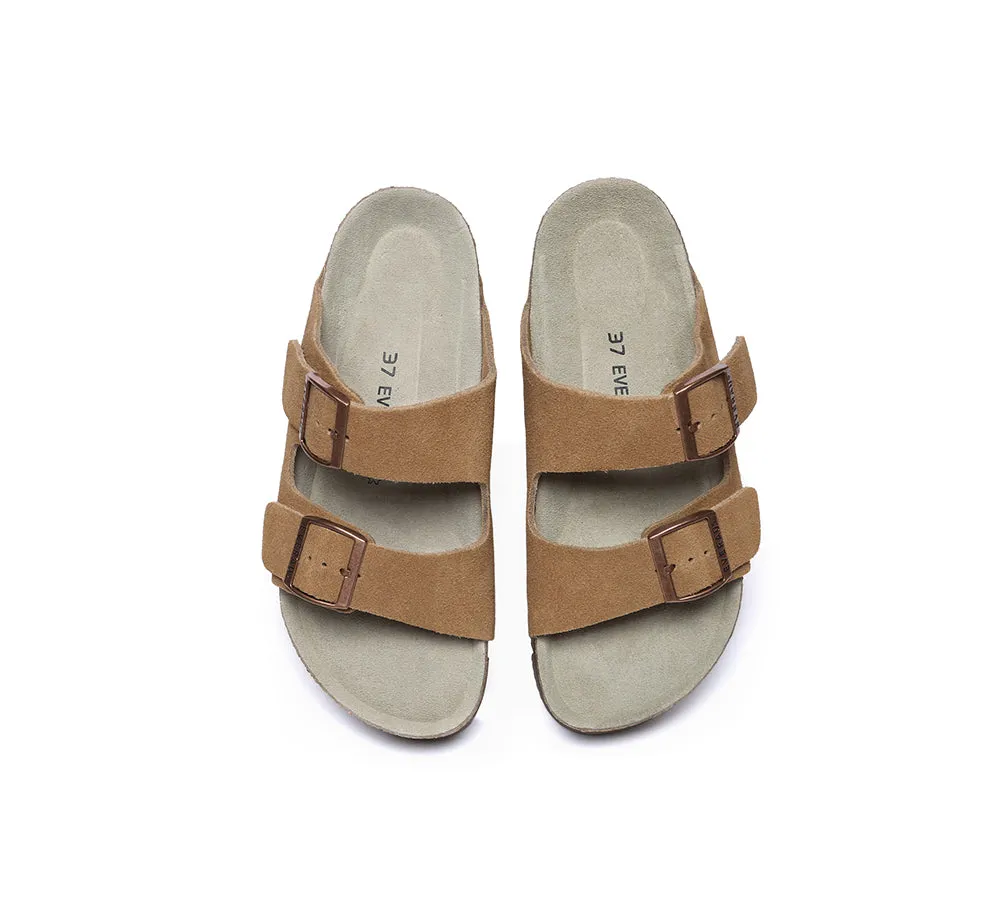 EVERAU® Adjustable Strap Embossed Slip-on Platform Summer Sandal Slides