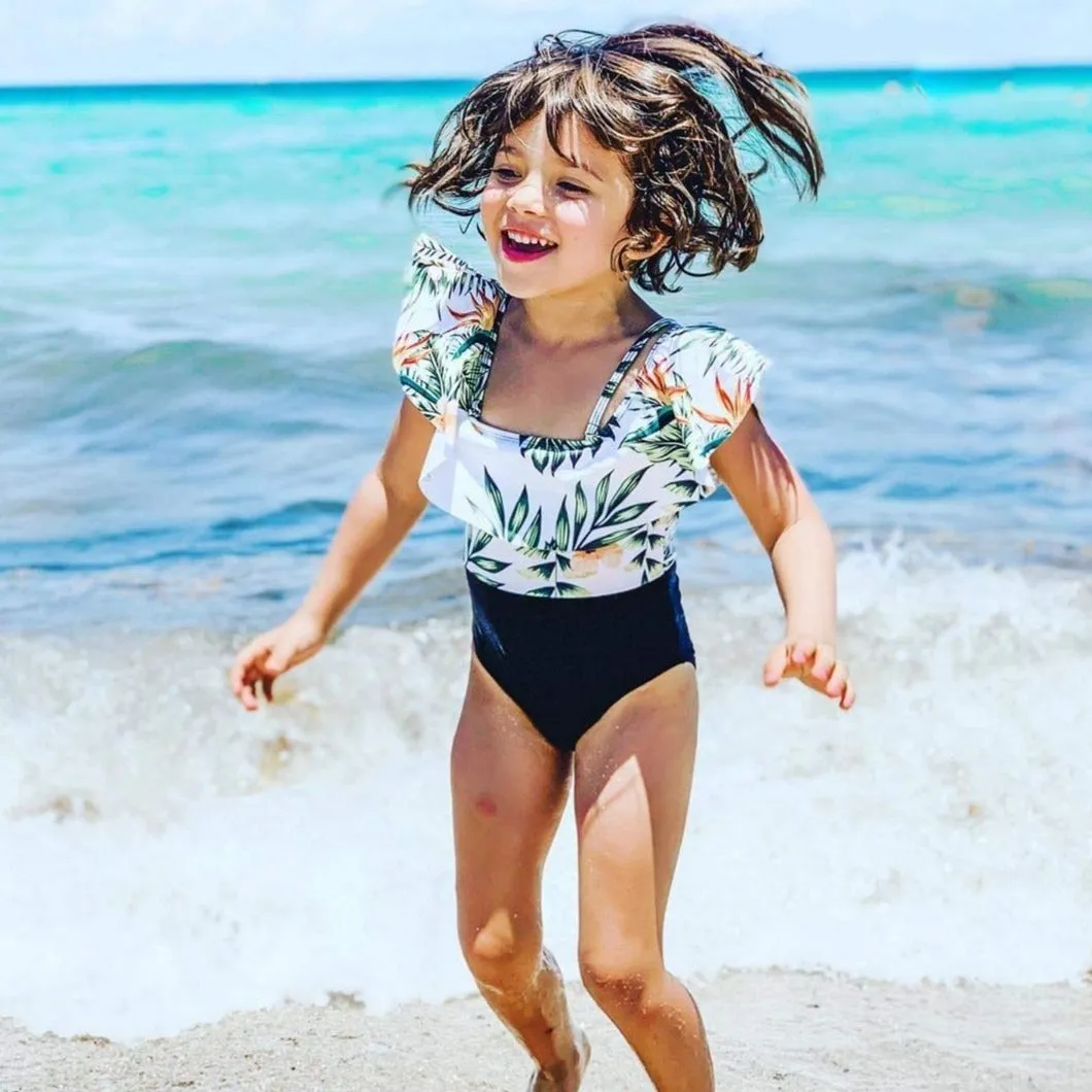 Family Matching One Piece Plant Printed Swimsuits