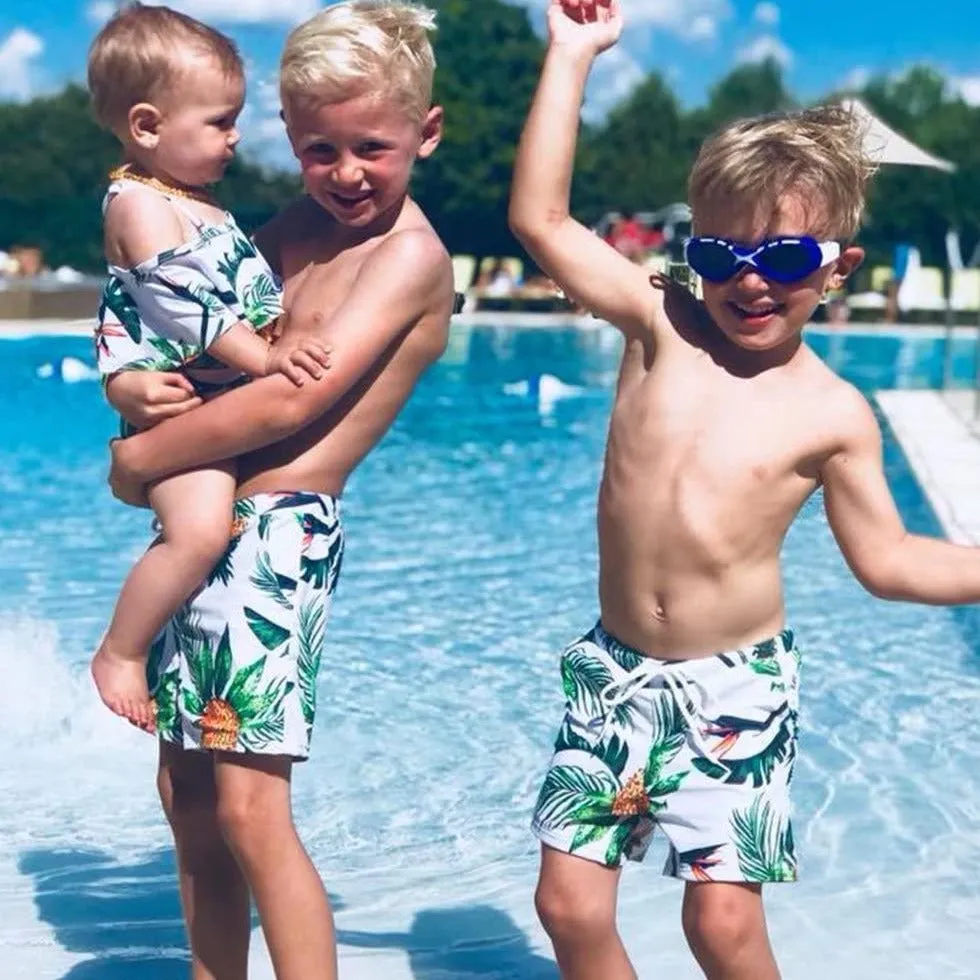 Family Matching One Piece Plant Printed Swimsuits