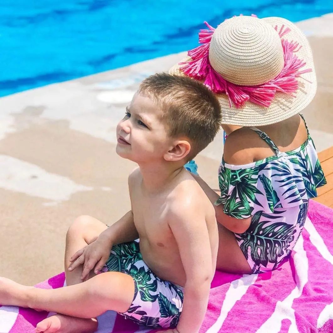 Family Matching One Piece Plant Printed Swimsuits