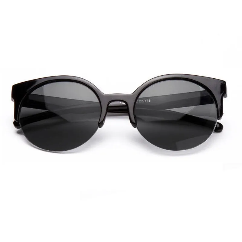 Fashion Alloy Hinge Summer Style Vintage Cat Eye Sunglasses Stylish Women Eyewear Semi-Rimless Sun Glasses Men Round Glasses