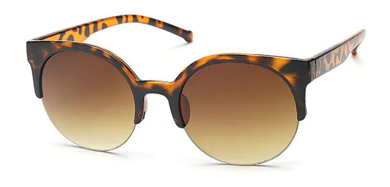 Fashion Alloy Hinge Summer Style Vintage Cat Eye Sunglasses Stylish Women Eyewear Semi-Rimless Sun Glasses Men Round Glasses
