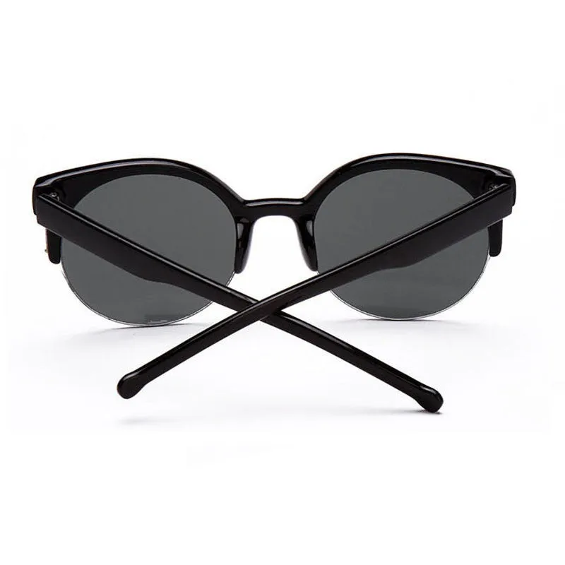 Fashion Alloy Hinge Summer Style Vintage Cat Eye Sunglasses Stylish Women Eyewear Semi-Rimless Sun Glasses Men Round Glasses