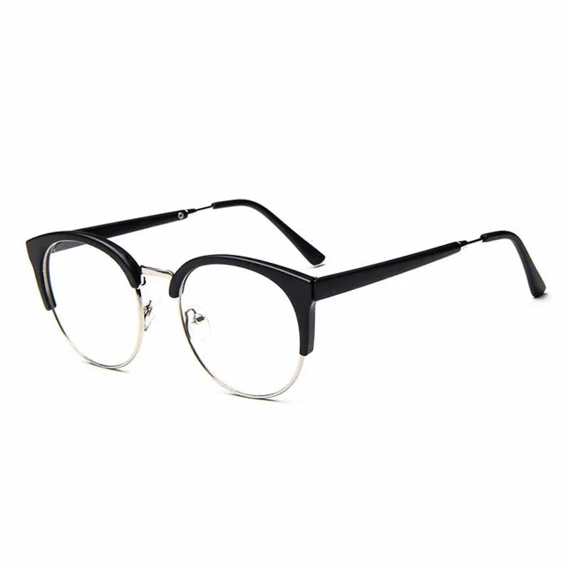 Fashion Cat Eye Half Metal Frame Glasses For Women/Men Retro Vintage Unisex Glasses Big Frame Slim Face Eyewear Glasses