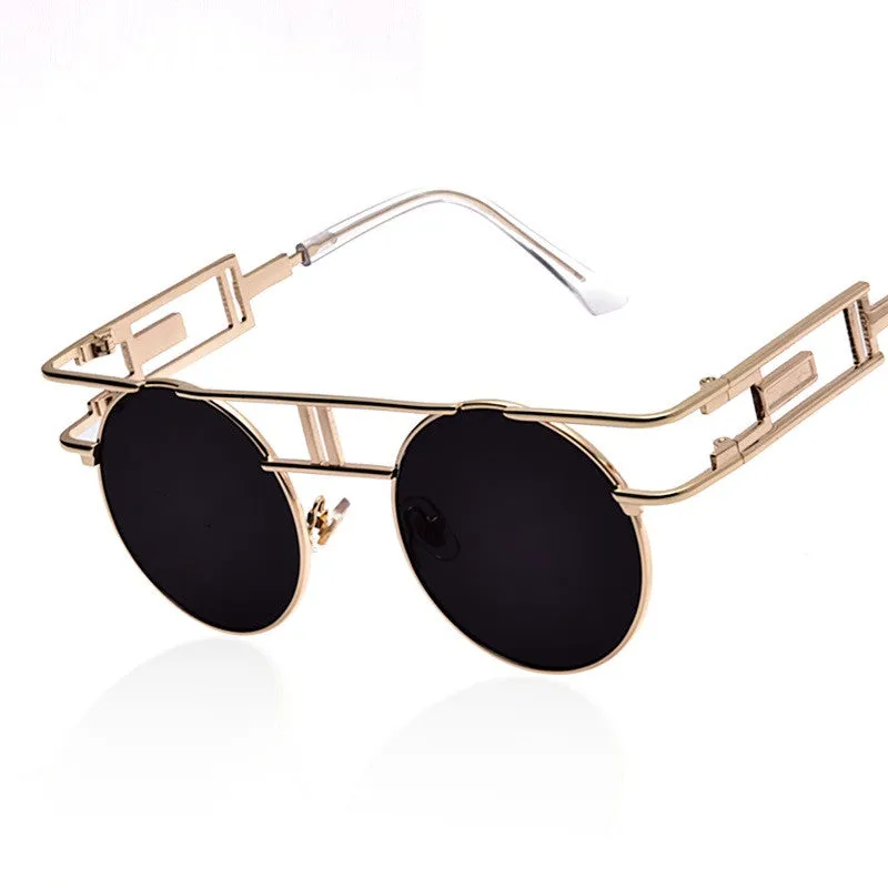 Fashion Metal Frame Steampunk Sunglasses Women Brand Designer Unique Men Gothic Sun glasses Vintage Oculos De Sol Feminino