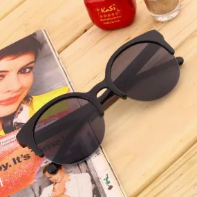 Fashion Retro Designer Super Round Circle Glasses Cat Eye Semi-Rimless Sunglasses Glasses Goggles oculos de sol