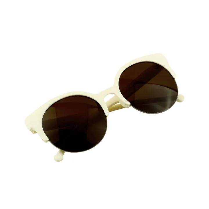 Fashion Retro Designer Super Round Circle Glasses Cat Eye Semi-Rimless Sunglasses Glasses Goggles oculos de sol