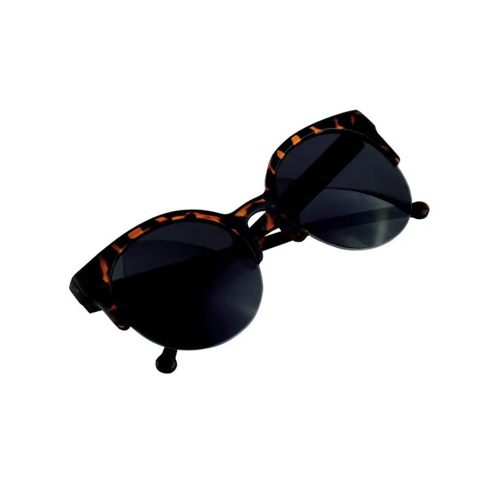 Fashion Retro Designer Super Round Circle Glasses Cat Eye Semi-Rimless Sunglasses Glasses Goggles oculos de sol