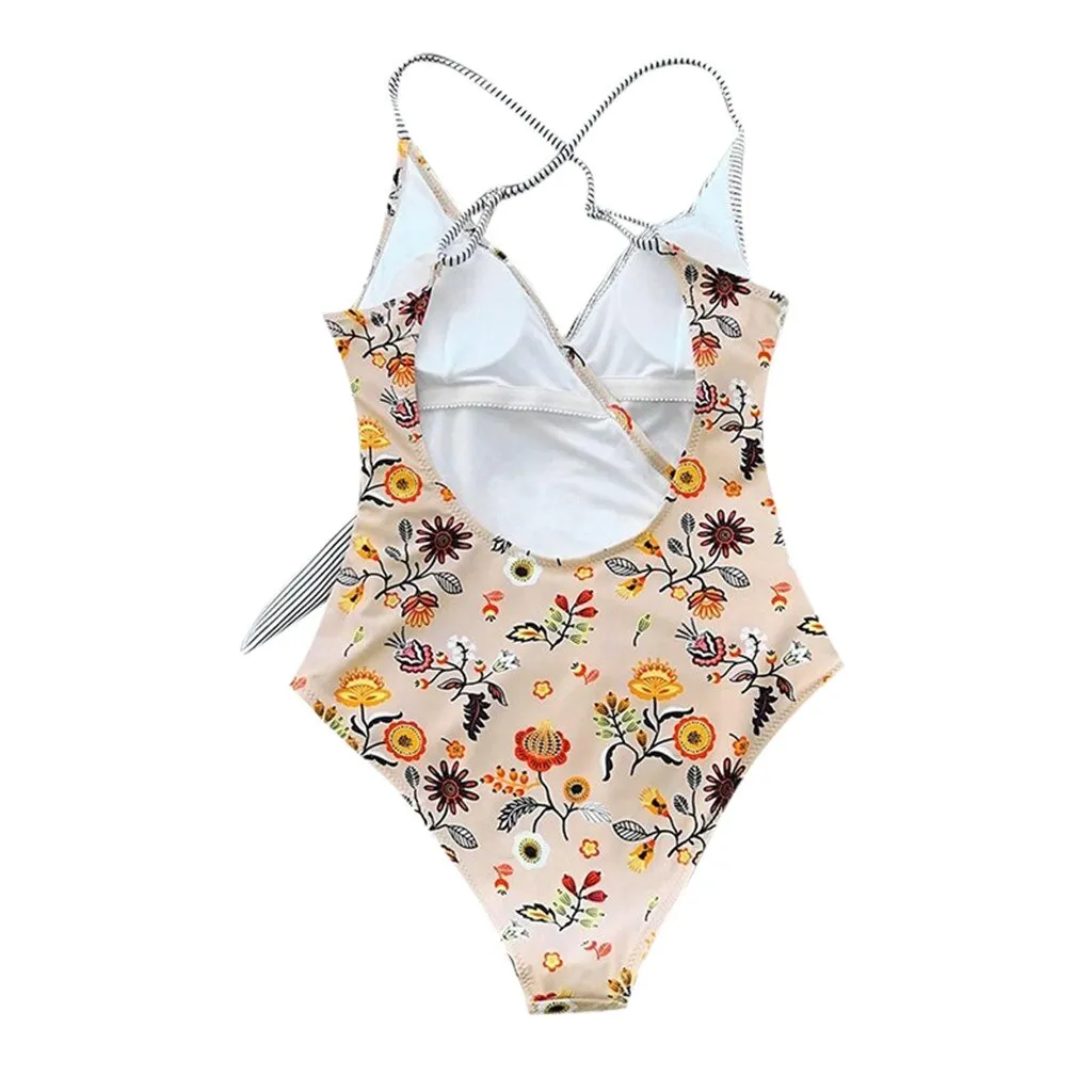 Fashion Women One Piece Swimsuit Beachwear Patchwork Swimwear