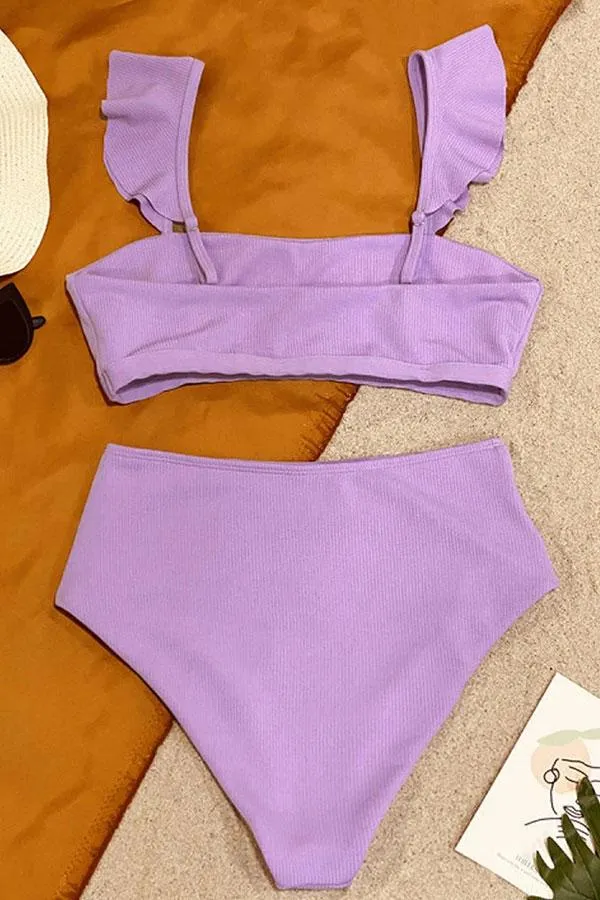 Flounce Design  Solid Color Bikini