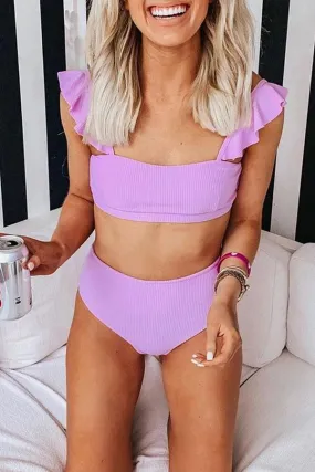 Flounce Design  Solid Color Bikini