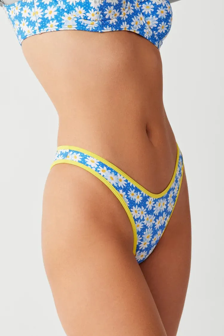 Frankies Bikinis Dove Classic Bikini Bottom in Blue Daisy