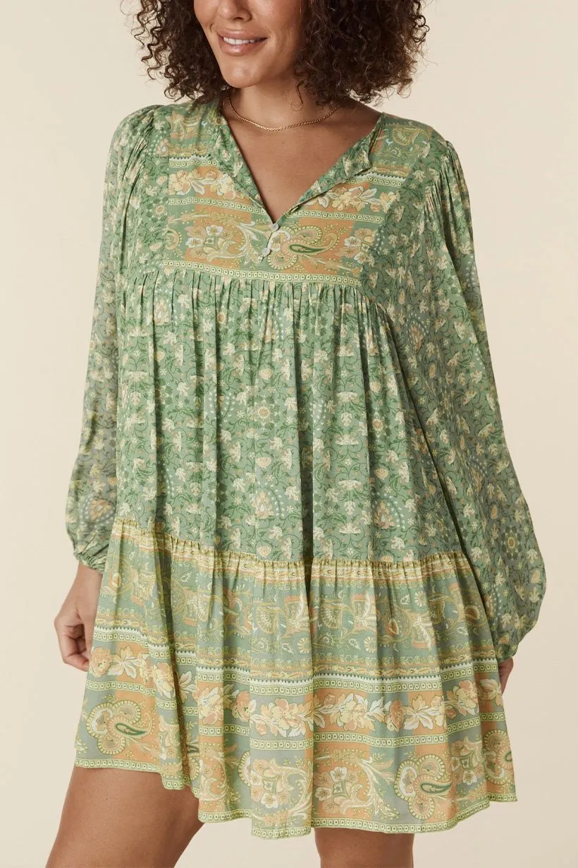 Freya mini-robe paysanne avec imprimé splice