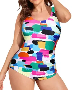 Full Coverage Tummy Control Bathing Suit For Women-Aqua