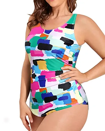 Full Coverage Tummy Control Bathing Suit For Women-Aqua