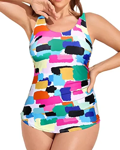 Full Coverage Tummy Control Bathing Suit For Women-Aqua