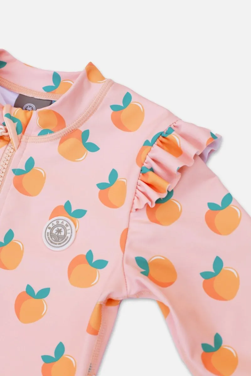 Girl swimsuit with Ruffles - Sweet Peach