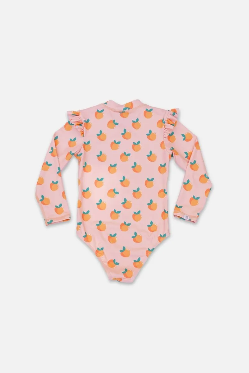 Girl swimsuit with Ruffles - Sweet Peach