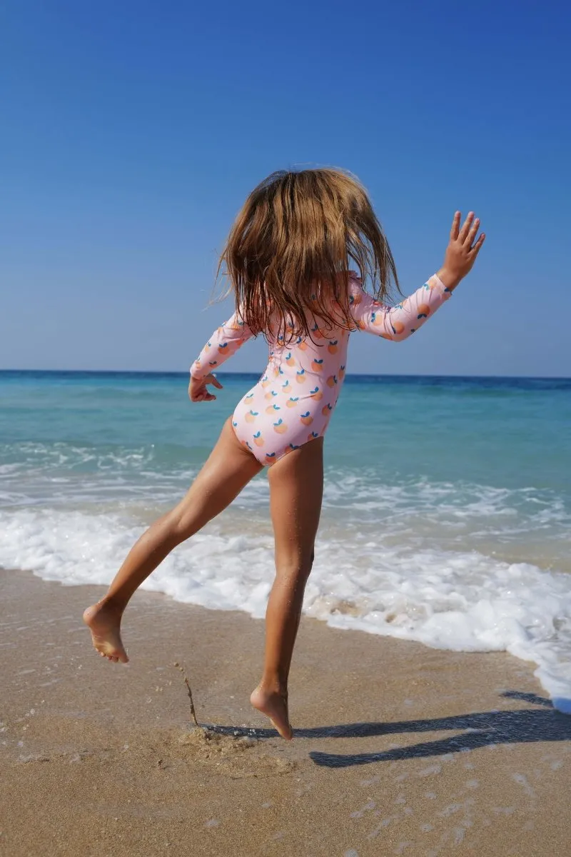 Girl swimsuit with Ruffles - Sweet Peach
