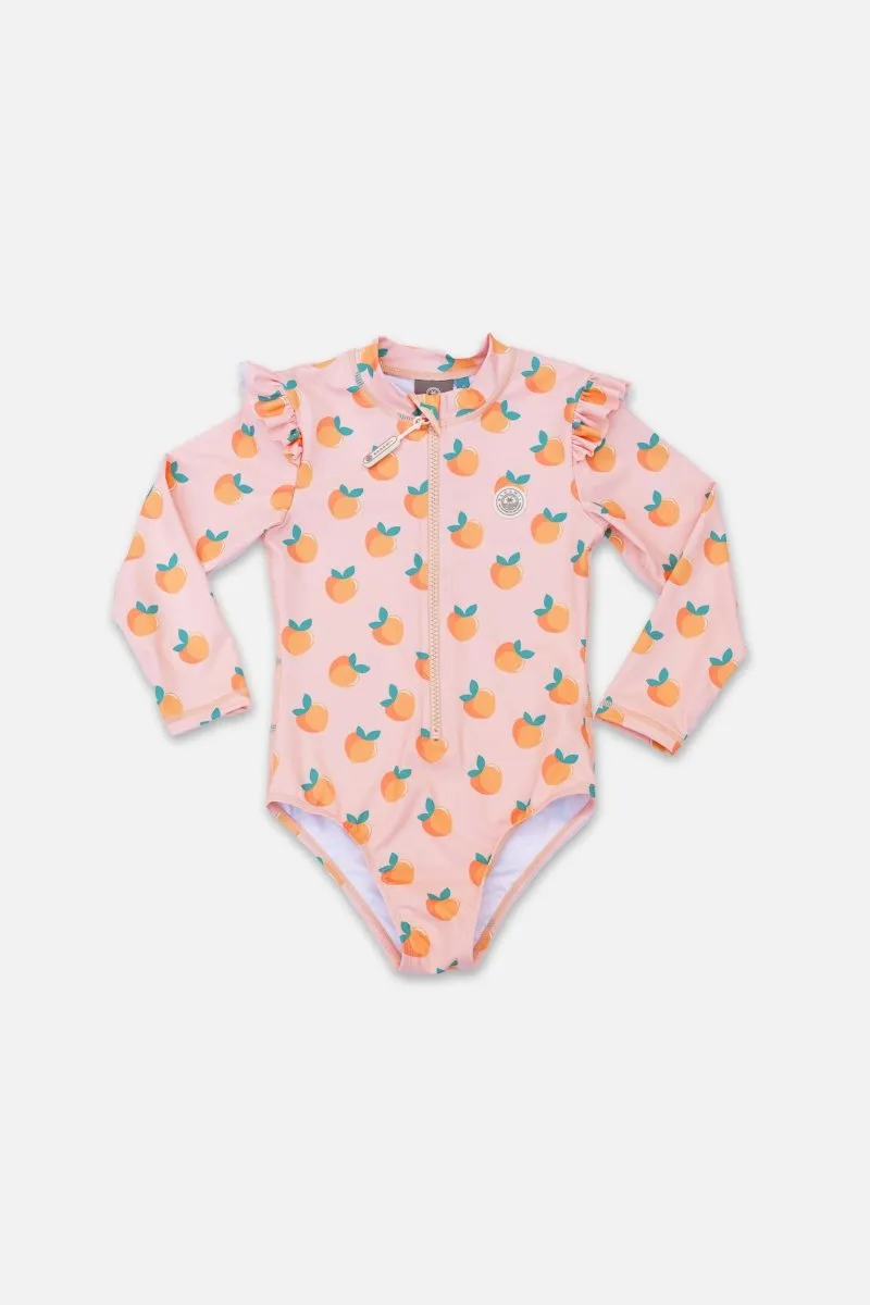 Girl swimsuit with Ruffles - Sweet Peach