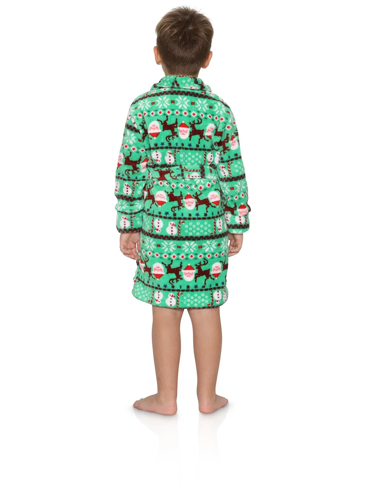 Green Fairasile Santa Belted Robe for Boys