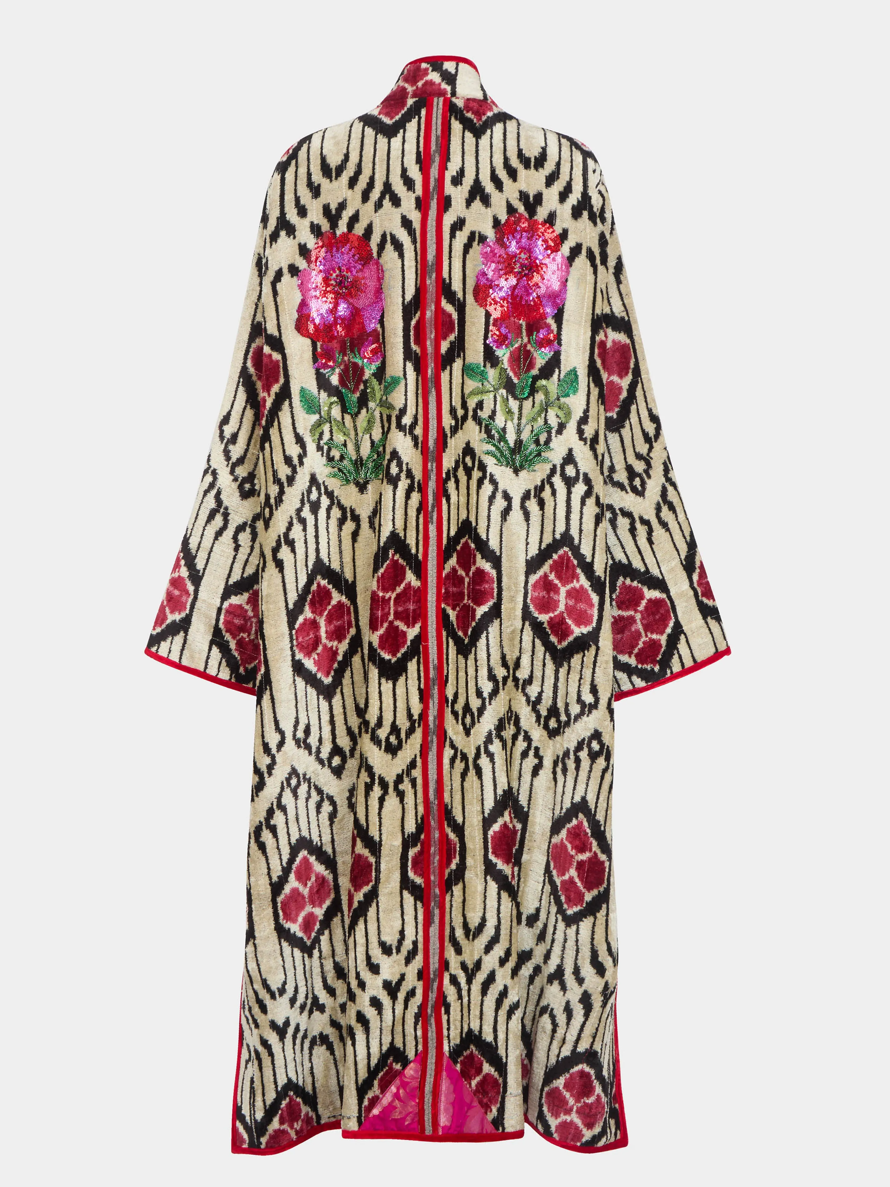 Hand-Loomed Ikat Velvet Reversible Robe  | One Size